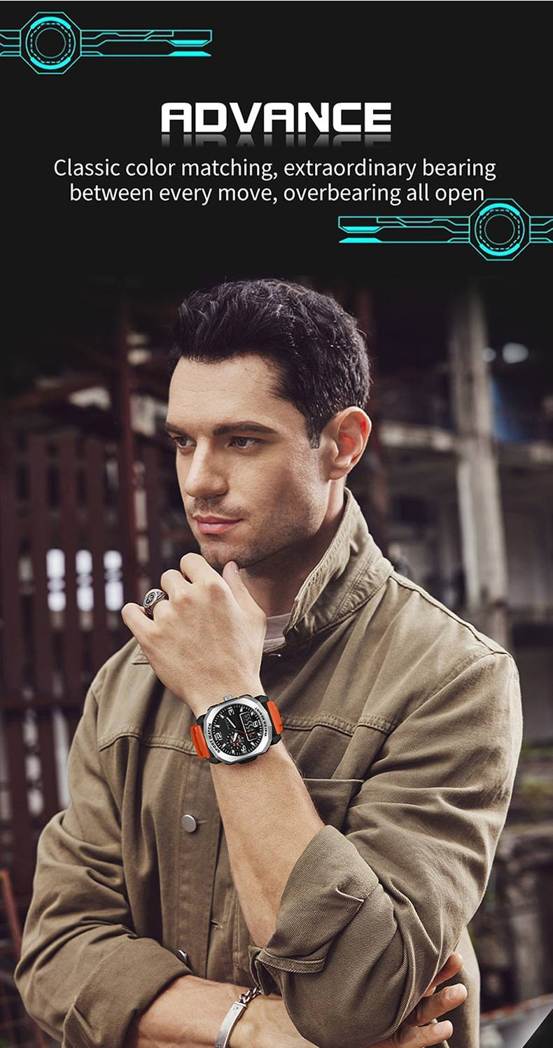 Multi Functional Digital Watch, Dual Display Waterproof Luminous Electronic Watch, Fashion Electronic Watch for Youth_voghion.com