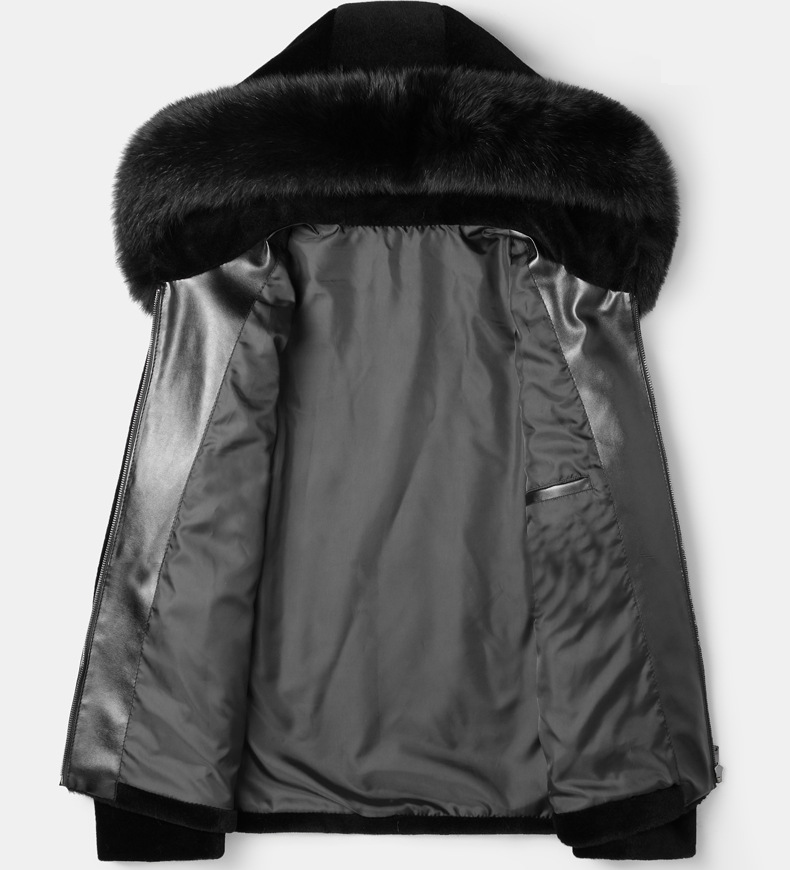 Herrenbekleidung Winter neuer schwarzer Nerzmantel für Männer ist Pelzfell verdickter Mantel Fuchspelzkragen Nerzsamtmantel_voghion.com