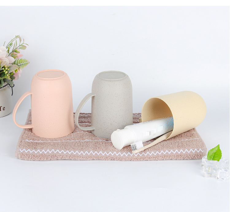 Eco-Friendly Wheat Straw Mug With Handle - Single Ear Toothbrush Cup For Students & Couples_voghion.com