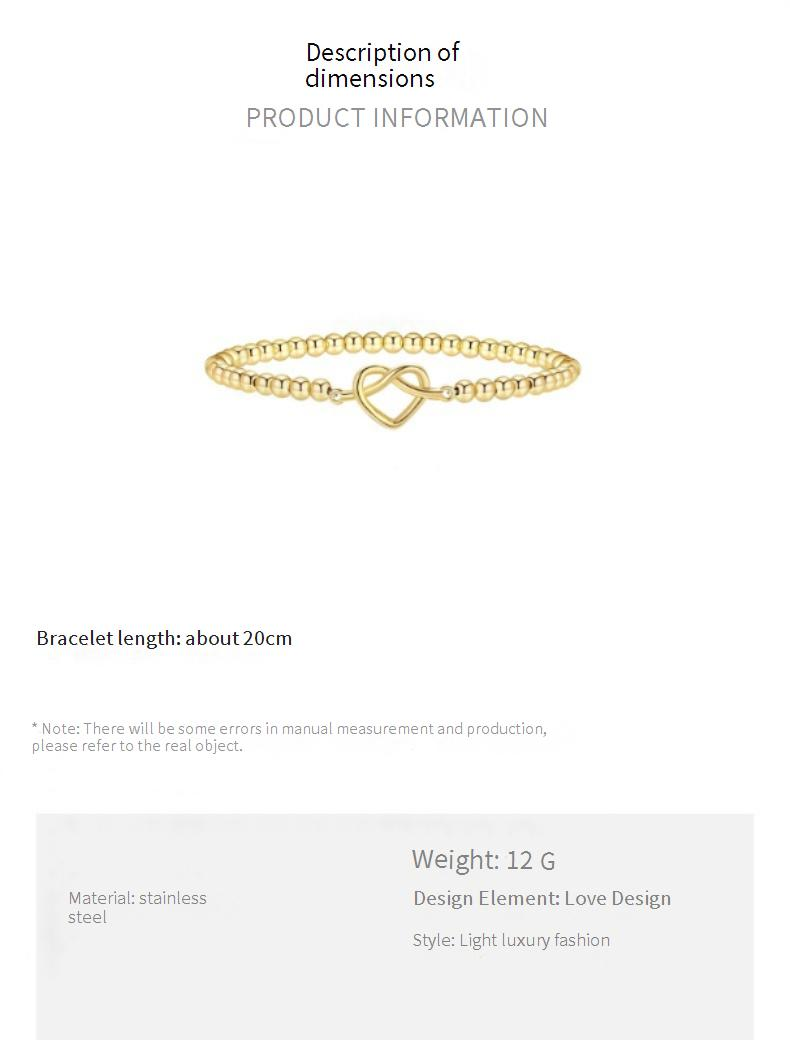Geometric Beaded Bracelet - Wave Knot Design With Gold Beads & Heart Charms (Trendy Stackable Jewelry For Women Boho Chic Hand Accessory)_voghion.com