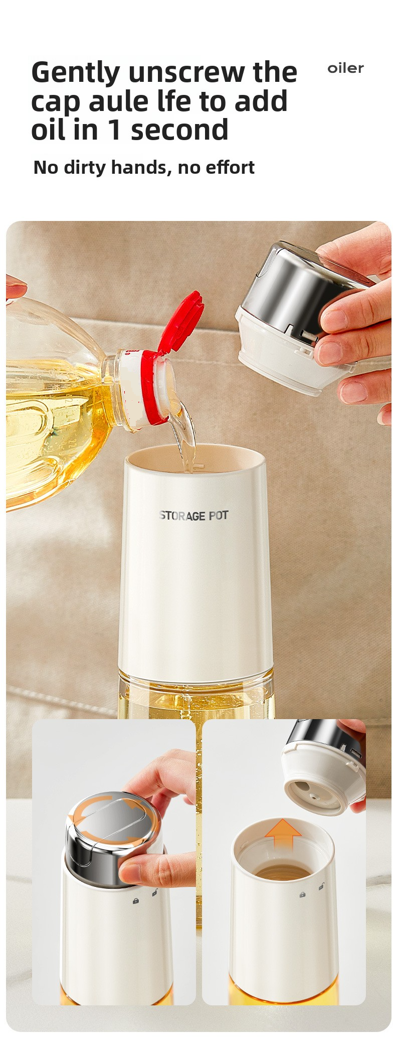 Automatic Gravity Oil Dispenser – 500ml/280ml Glass Bottle With Stainless Steel Base, Drip-Free Kitchen Oil Pourer For Cooking & Baking_voghion.com