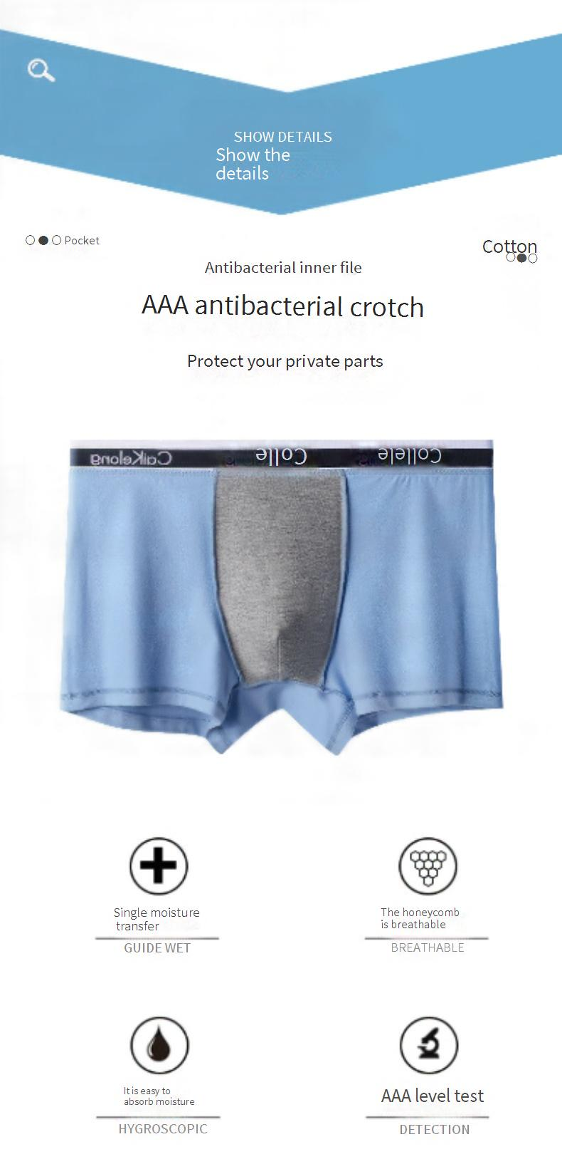 Sous-vêtements pour hommes en coton à longues fibres du Xinjiang de qualité supérieure - Boxer respirant et antibactérien avec doublure en graphène_voghion.com