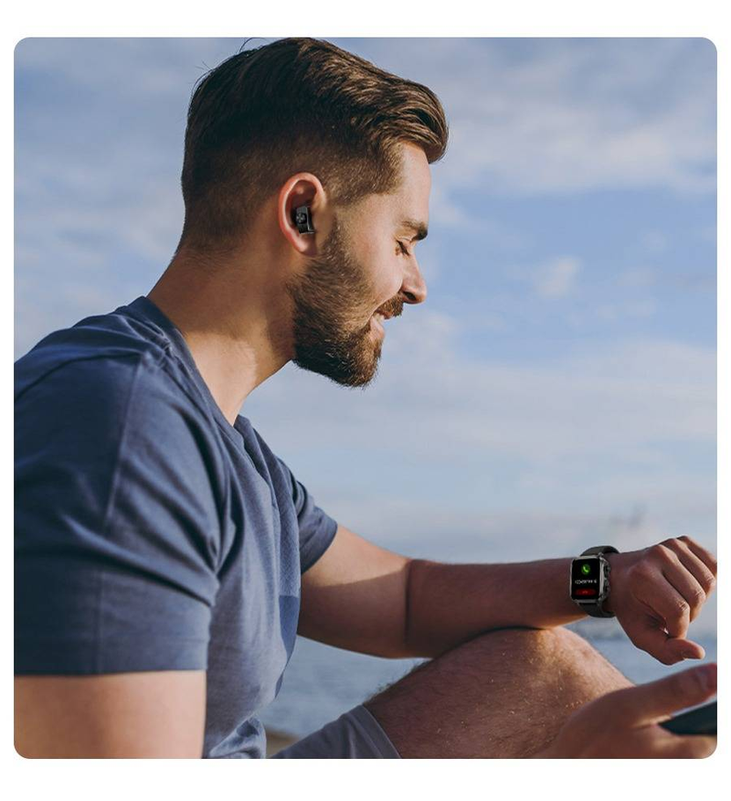Smartwatch met Bluetooth-oordopjes, fitnesstracker, hartslagmeter, slaapregistratie, muziek en oproepen, IPX5-waterdicht, batterijduur van 7 dagen_voghion.com