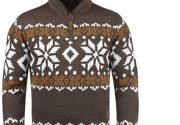 Erkek Slim Fit Örgü Kazak | Vintage Esintili Yarım Fermuarlı Kazak | Kışlık Günlük Dokulu Kazak (Düz Renkler)_voghion.com