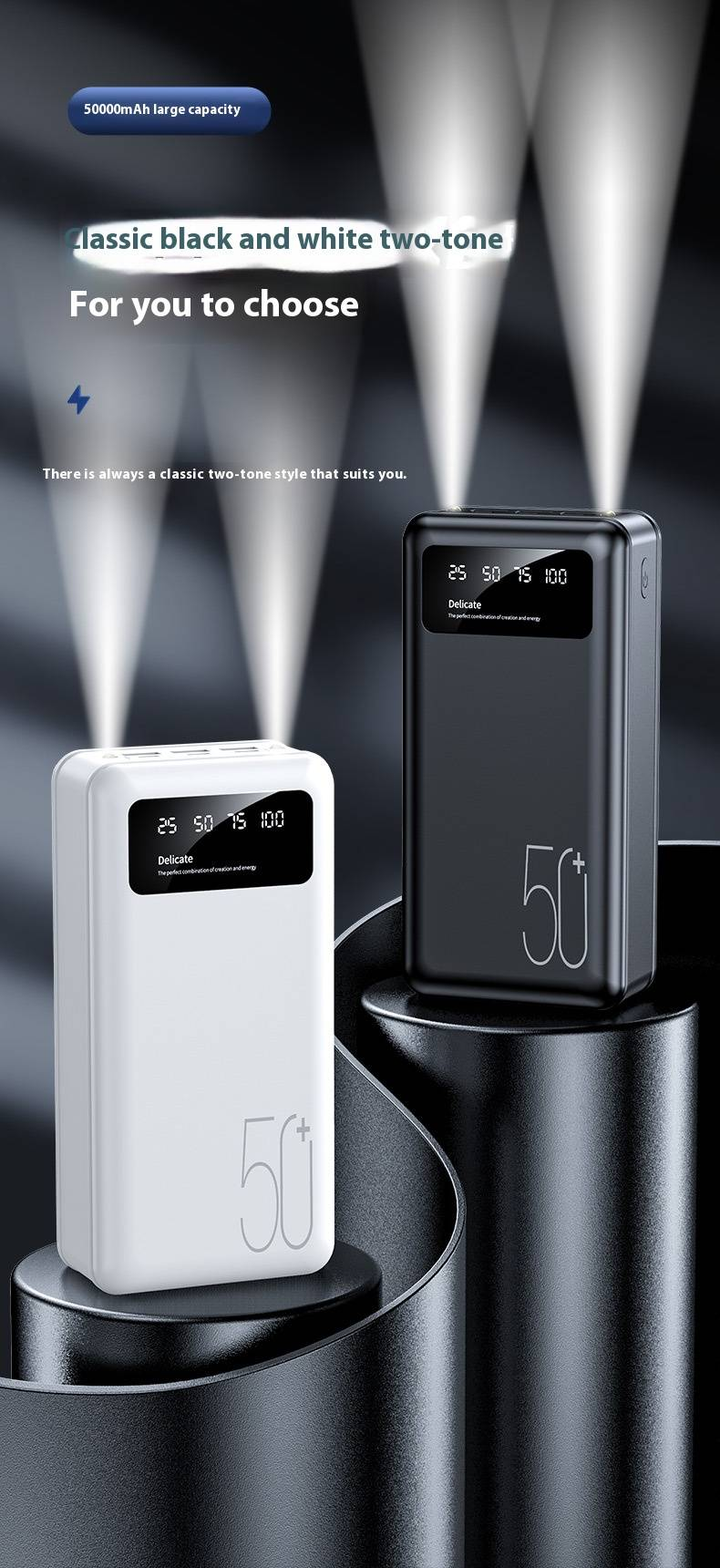 High-Capacity 50000mAh Portable Power Bank With Fast Charging For Camping & Outdoor Activities_voghion.com