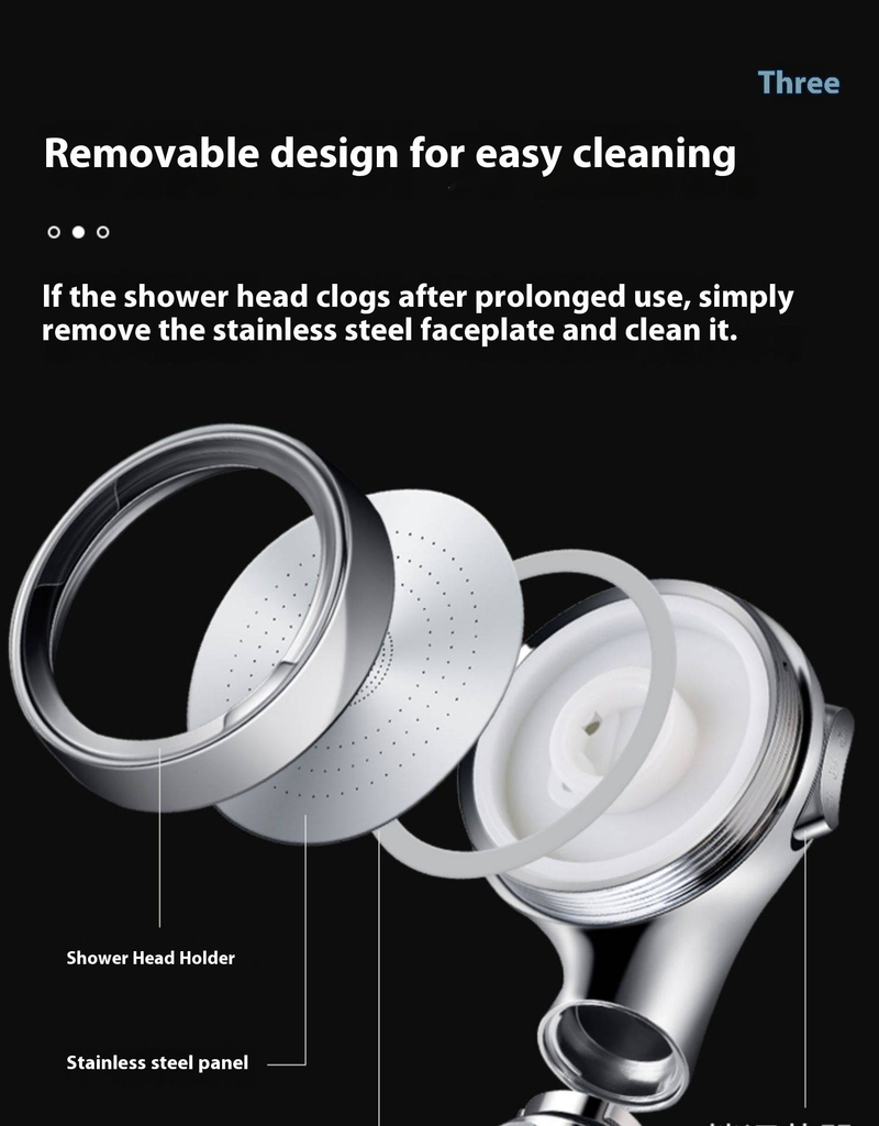 Premium 3-Mode Handheld Shower Head With Anti-Leak Hose – High Pressure, Self-Cleaning Nozzles, Wall-Mounted (White, 3 Spray Settings)_voghion.com