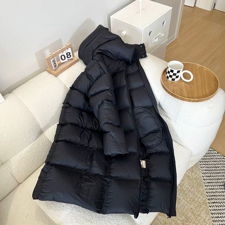 Nieuwe Koreaanse damesjas met middellange puffer-dons - 90% witte eendendons, zacht, naad op de rug, minimalistische en losse winteroutfit_voghion.com