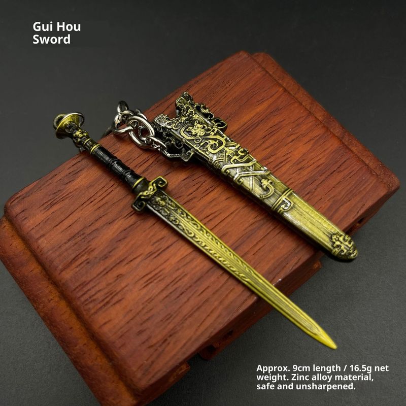 Legend of Deification Miniature King Zhou Yin Shou Sword - Portachiavi in lega da 9 cm, giocattolo da collezione in metallo_voghion.com