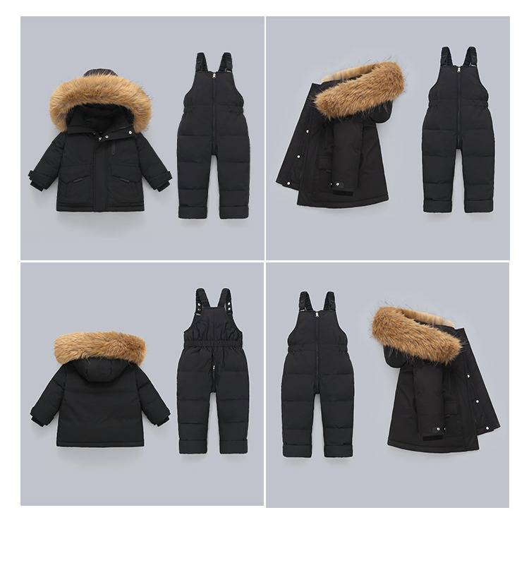 Winter Kids Down Jacket Set - Warm Hooded Snowsuit For Toddlers 1-3 Years, 80-100cm, Soft Duck Feather, Zipper Closure, Unisex_voghion.com