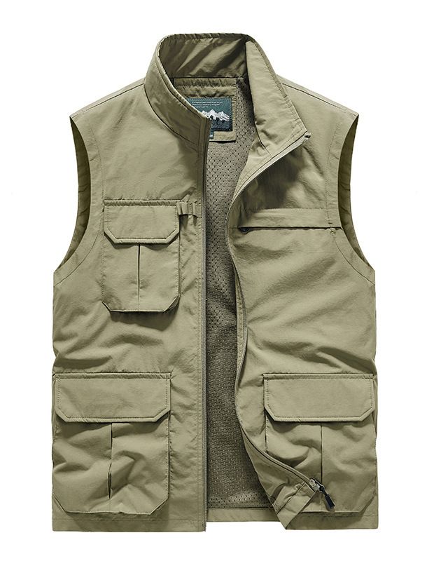 Men's Clothing Multi Pocket Casual Wear Men's Multi-Pocket Casual Vest Photography Advertising Shirt Volunteer Printing Outdoor Sports Vest_voghion.com