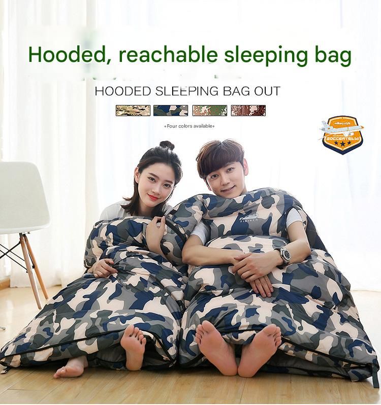 Upgrade Down Sleeping Bag - Sacco a pelo mimetico ultraleggero per esterni con accesso manuale e design collegabile per 4 stagioni_voghion.com