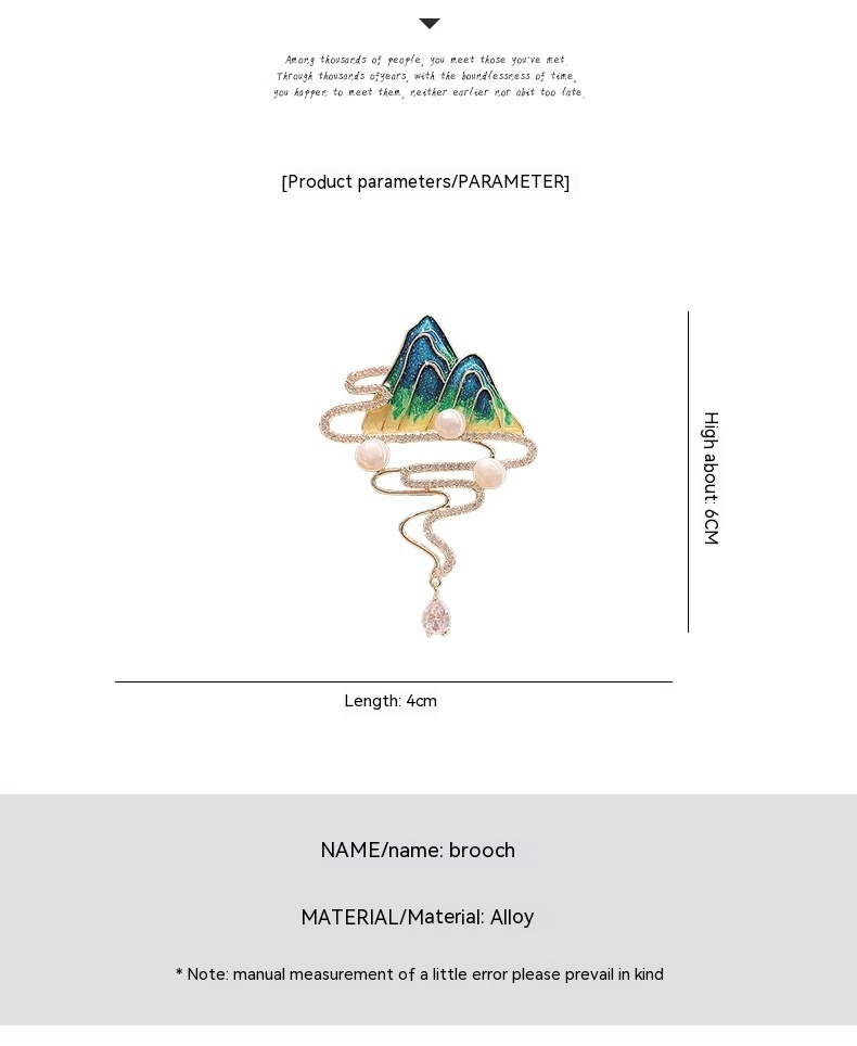 Chinese Style Retro Famous Painting of Thousands of Miles of Rivers and Mountains Tassel Brooch Hanfu Cheongsam Pressed Collar High-end Gift Pin_voghion.com