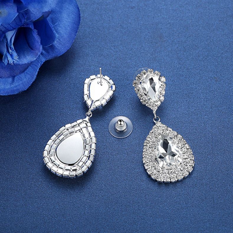 Modische Diamant Kristall Damen Kugel Wassertropfen Ohrringe_voghion.com