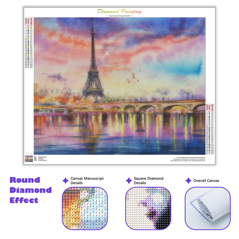 PhotoCustom 5D-Diamantgemälde, vollständiger runder Bohrer, Diamant-Stickerei, wunderschöne Turmlandschaft, Diamant-Mosaikbild_voghion.com