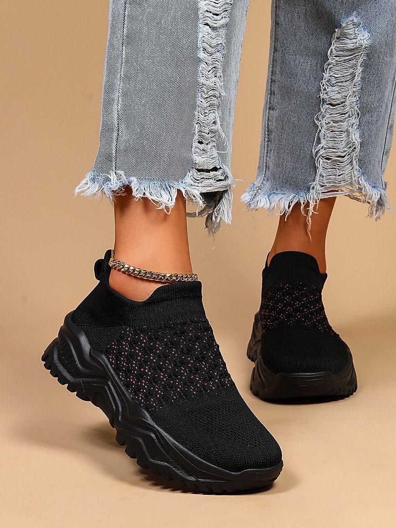 Atmungsaktive Socken-Sneakers für Damen in Übergröße, zum Reinschlüpfen, für faule Schuhe_voghion.com