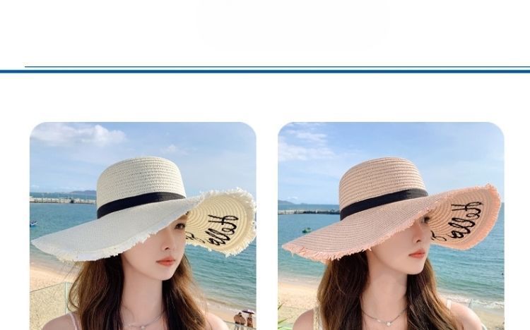 Cappello da sole estivo da donna, con tesa larga, estivo 2024, alla moda per spiaggia e viaggi_voghion.com