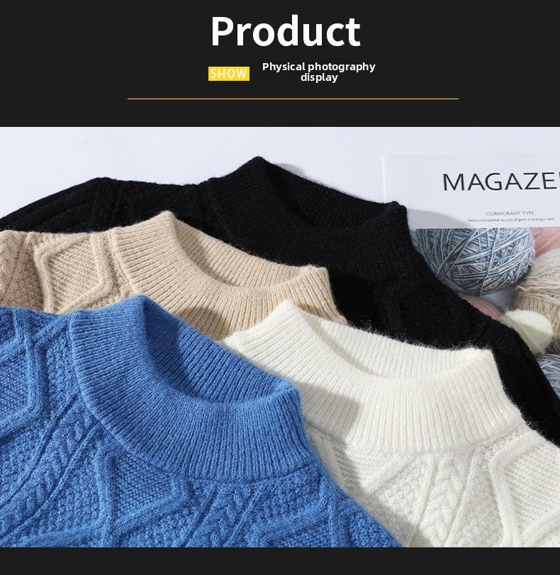 Einfarbiger, gedrehter Pullovermantel aus Wollfleece für Jugendliche, warm, Rundhalsausschnitt, langärmelig, gestricktes Basishemd, trendig_voghion.com