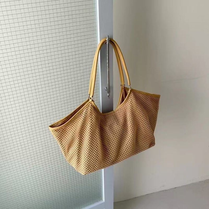 Borsa tote grande capacità da donna, in rete cava, per spiaggia, viaggi e vacanze_voghion.com