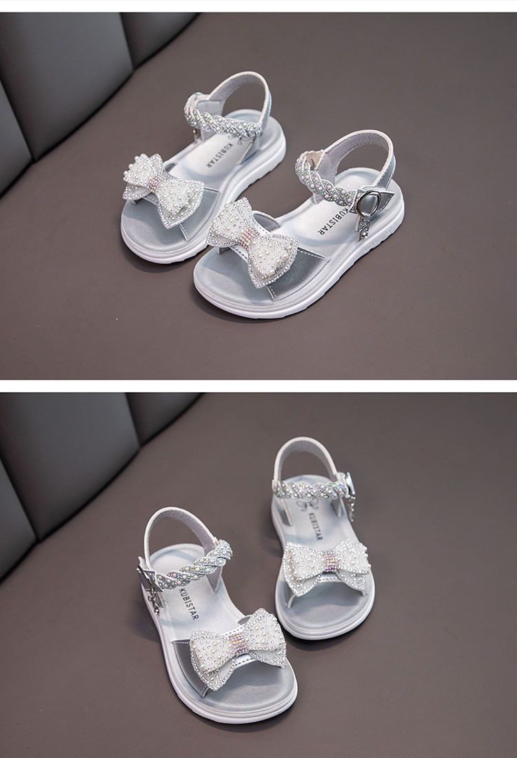 Sandali da ragazza 2024 Estate Nuova principessa Scarpe da studente con suola morbida per bambini medi e grandi_voghion.com