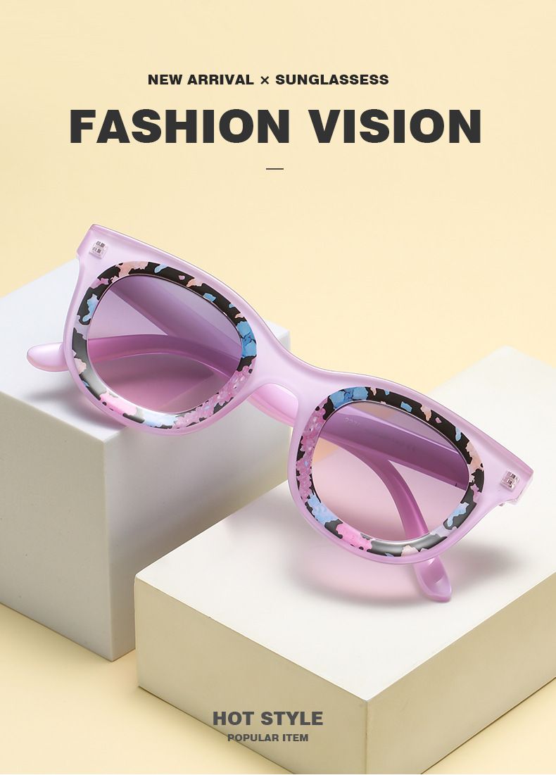 Montura universal de cara ovalada con bordes rizados, gafas de color caramelo, gafas de sol multicolor de moda, gafas de sol_voghion.com