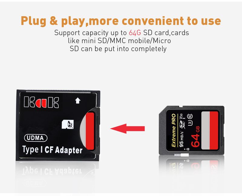 SDHC SDXC Standard Compact Flash Type I Converter SD To CF Adapter Card Reader Adaptor Up UDMA 128GB_voghion.com
