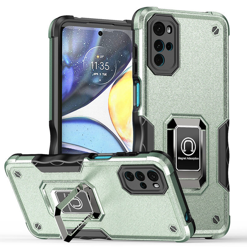 Funda armadura a prueba de golpes KEYSION para Motorola Moto G22 silicona + soporte de anillo de PC funda trasera del teléfono para Motorola MOTO G22_voghion.com