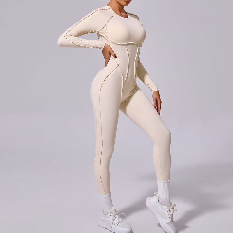 Tongfei New Winter One-Piece Sports Yoga Suit Backless Sleeve Long Pants Bodysuit Tight-Fitting 10122_voghion.com