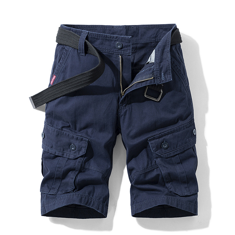 Summer Workwear Casual Pentagonal Pants, Trendy Brand Straight Tube Multi Bag Shorts, Men's_voghion.com