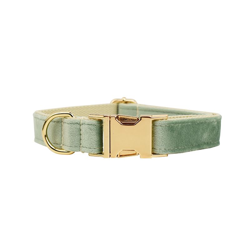 Light Bottom Mint Green Velvet Pet Collar Rope Dog Leash_voghion.com