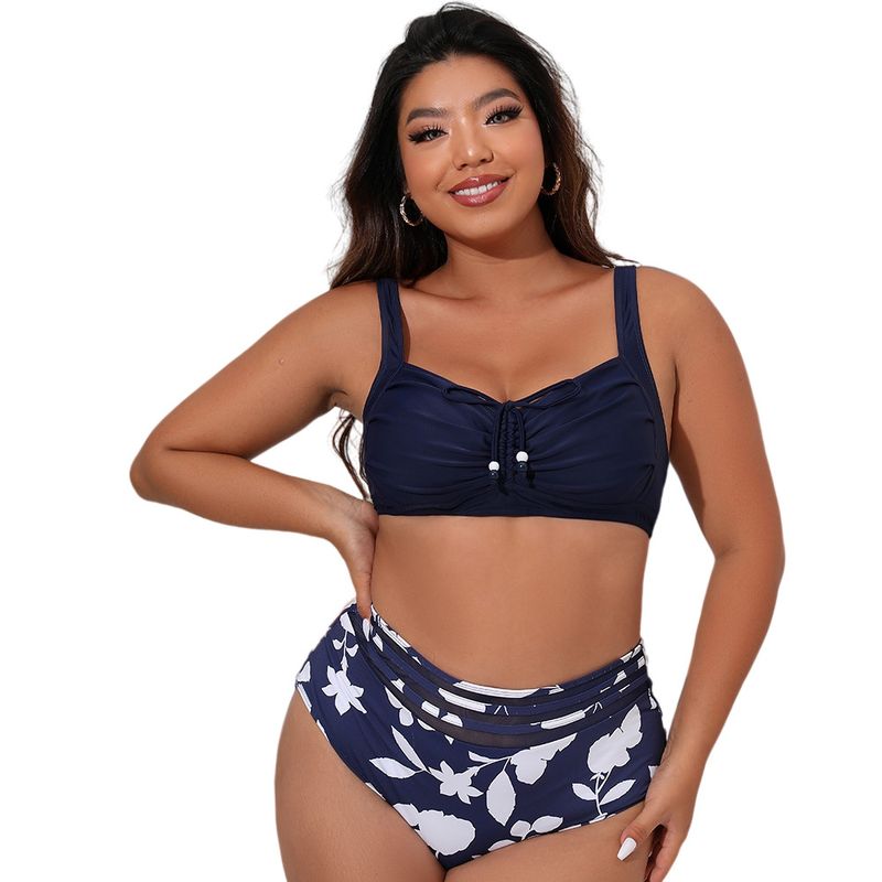 best-selling bikini high-waisted large size split chest swimsuit with beads for women_voghion.com
