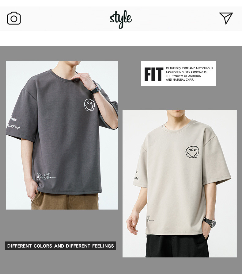 American Versatile Herren Kurzes Instagram Trendy Loose Oversized Top Sommer Paar Halbarm T-Shirt_voghion.com