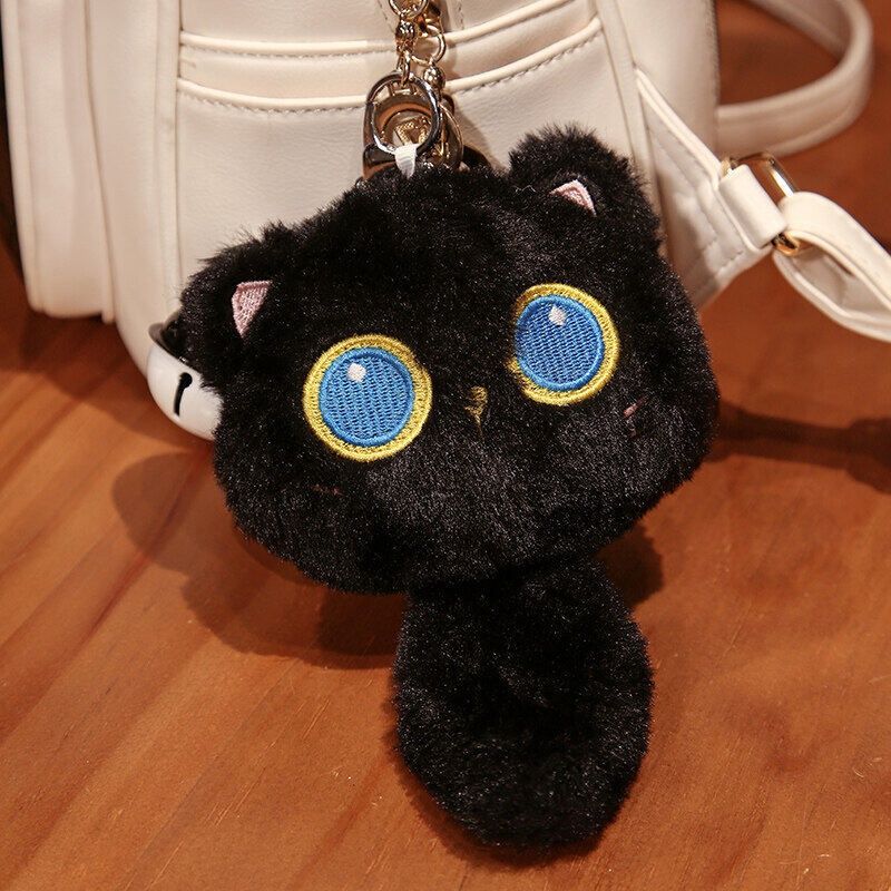 Cute Black Cat Keychain Plush Toy Doll Pendant 18cm Short Plush Cotton Filling Pp_voghion.com