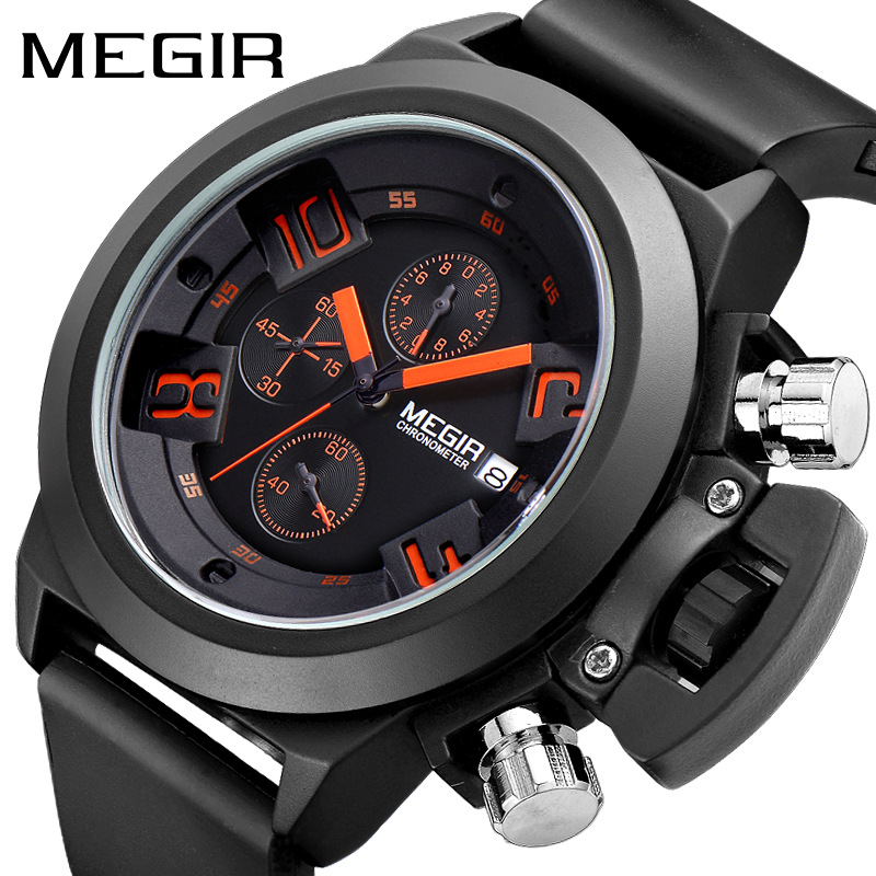 Black Silicone Quartz Luxury Sport Military Wrist es Men Waterproof Clock Chronograph Large Dial e_voghion.com