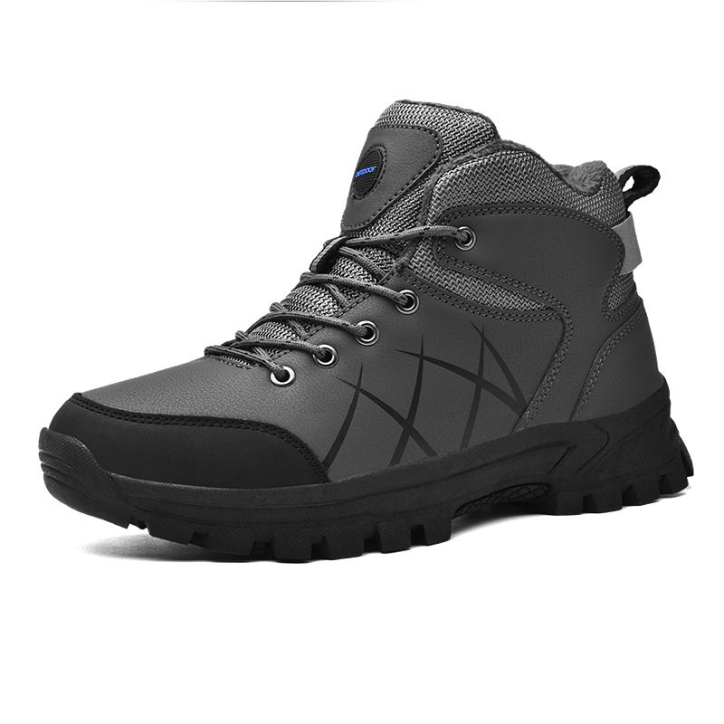 Winter Herrenstiefel High Top Wanderschuhe Warme Plüsch Stiefeletten Wasserdichte Leder Sneakers Outdoor Männliche Wanderstiefel Arbeitsschuhe_voghion.com