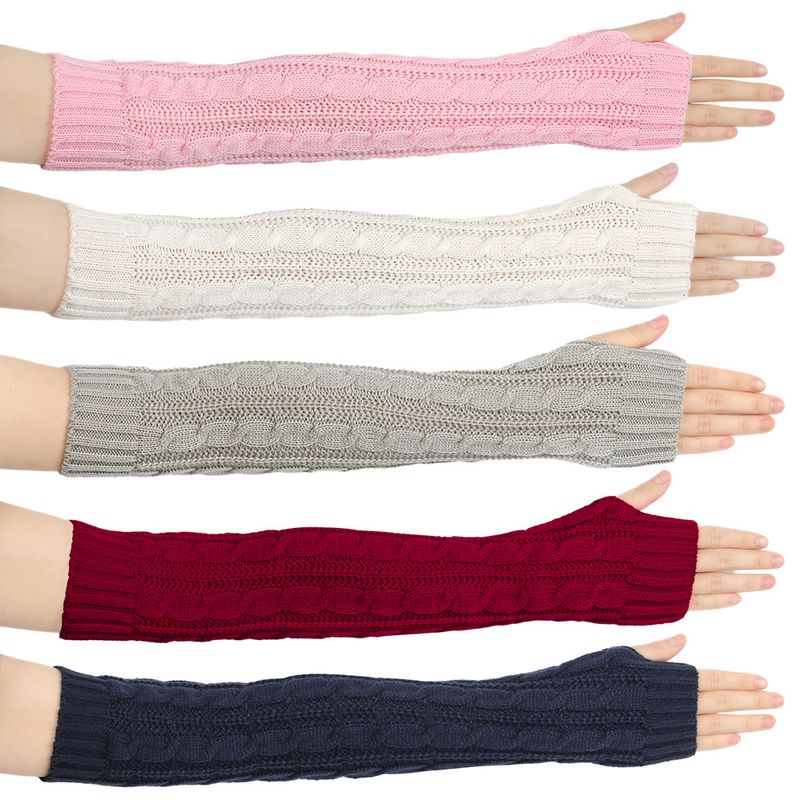 Woolen Long Fingerless Gloves Knitting Fried Dough Twists Figure 8 Open Finger For Women Autumn And Winter Acrylic Wool_voghion.com
