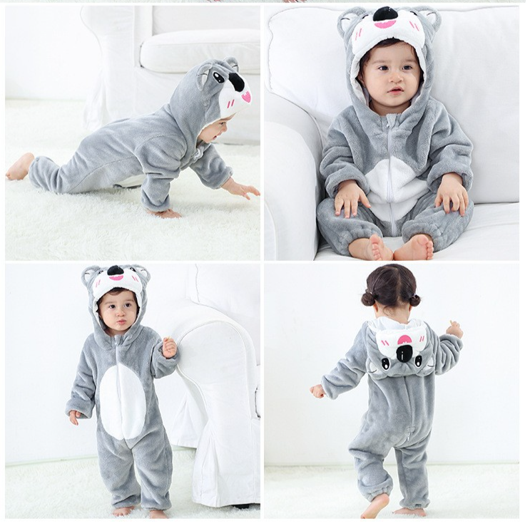 Børnetøj baby flannel crawler børne tegneseriedyr onesie_voghion.com
