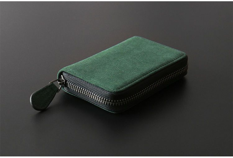 Card bag men's suede leather card clip bag exquisite anti demagnetization multifunctional small card clip ID bag wallet Card holder female_voghion.com