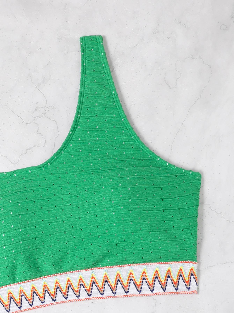 Women's solid color special fabric split swimsuit, chubby sister fashionable swimsuit_voghion.com