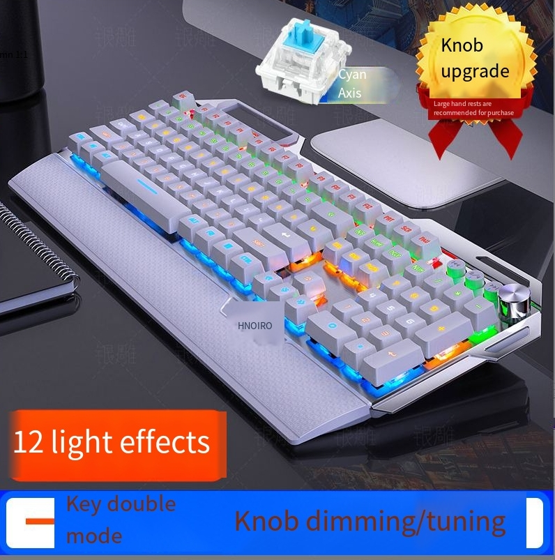 Sier carving K100 metal real nical keyboard hand knob game green shaft wired USB_voghion.com