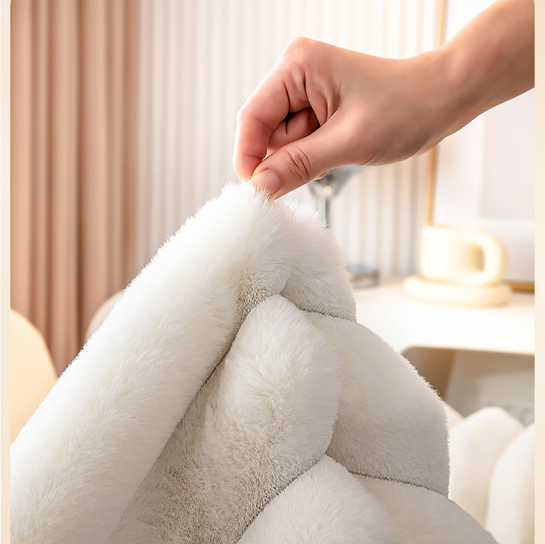 Home & Garden High grade striped winter thickened rabbit fur sofa bed sofa cushion non slip new solid wood leather cover towel wholesale_voghion.com
