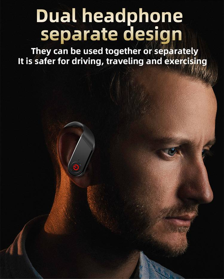Wireless bluetooth headset tws new earbud type sports running bluetooth headset game music business ear clip type hanging ear type_voghion.com