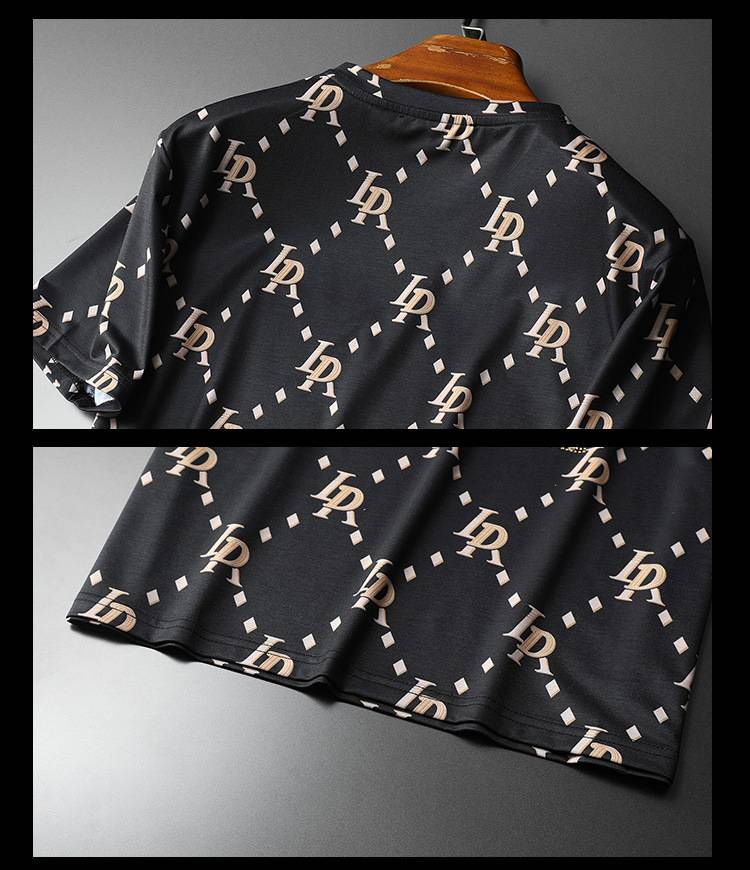 Männerkleeder Äis Seid T-Shirt Männer Schnelldréchnend Kuerzärm Dënn Trend Hot Diamond Slim Grouss Gréisst Blummen Hallefärm T-Shirt_voghion.com
