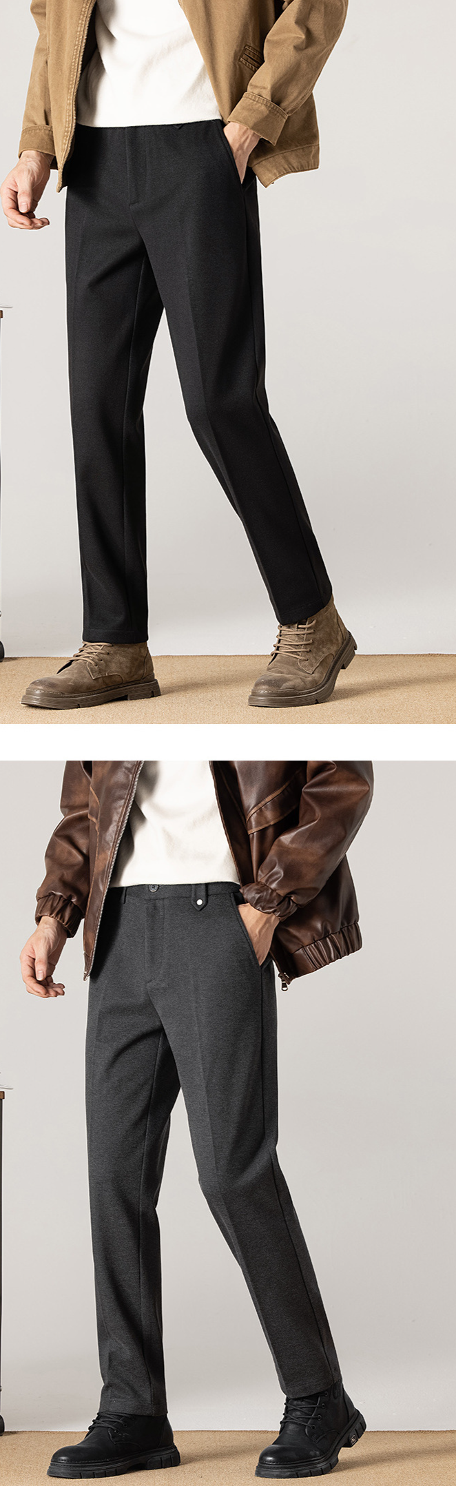 Vyriški drabužiai Žieminės retro šiltos vilnonės kelnės vyrams tiesios plonos laisvalaikio vyriškos kelnės rudens ir žiemos stiliaus miesto kostiumo kelnės vyrams_voghion.com