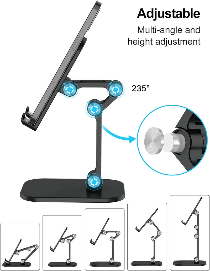 Telefonständer, höhenverstellbarer und winkelverstellbarer Handyständer für den faltbaren Schreibtischhalter, kompatibel mit allen 4-11 Zoll Mobiltelefonen/Pads/Tablets_voghion.com