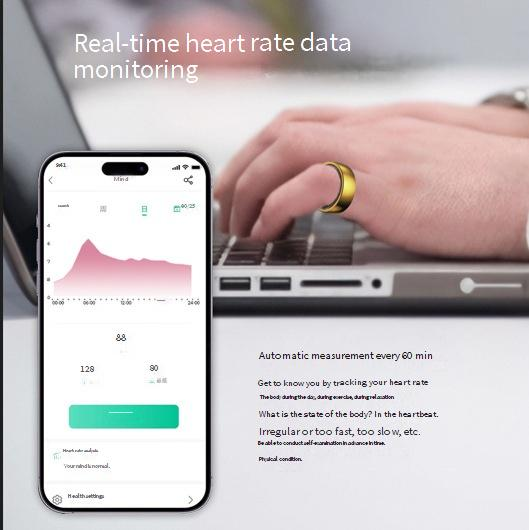 Anelli Anello Ossigeno nel sangue Frequenza cardiaca Sonno Monitoraggio in tempo reale Molteplici modalità sportive Controllo remoto Scatto foto R09M Smart Ring_voghion.com