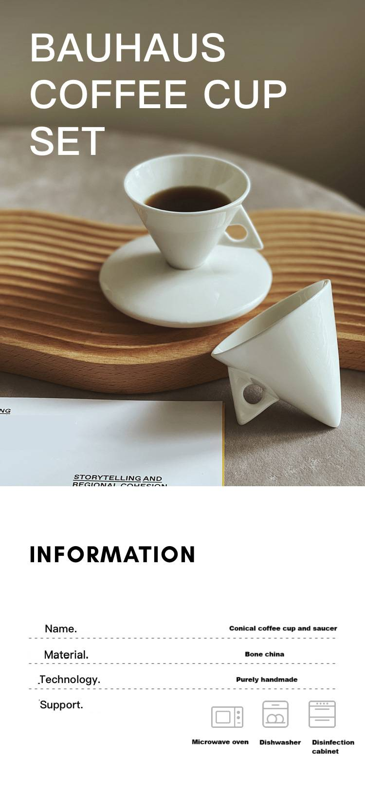 Tazza da caffè in stile retrò, in porcellana ossea, a forma di cono triangolare, set di tazze e piattini da latte in ceramica retrò, tazza da caffè in porcellana ossea_voghion.com