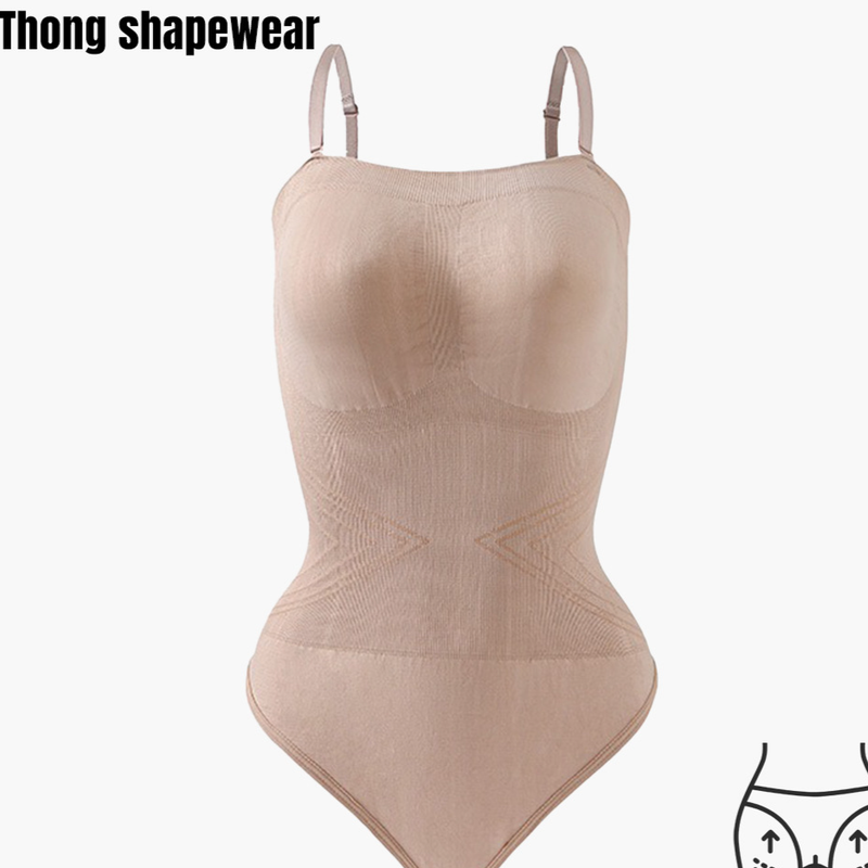 Body moldeador sin tirantes ajustable: control de abdomen y realce de glúteos con tanga desmontable y cierre de gancho._voghion.com