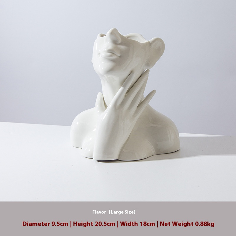 Modern Abstract Face Vase – Handcrafted Ceramic Sculpture With Glazed Finish, Minimalist Home Decor For Living Room, Office & Gift Giving_voghion.com