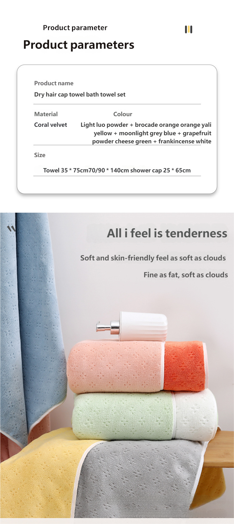 Double-color Coral Fleece Thickened Super Absorbent Quick-drying Towel, Hair-drying Cap, Adult Wrapping Towel & Beach Towel_voghion.com