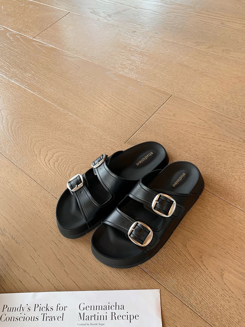 Buty w stylu Mom z owczej skóry w kolorze winogronowym, podwyższające wzrost o 3,5 cm, leniwe, okrągłe palce, pasek z podwójną klamrą, plażowe, outdoorowe, nowe damskie_voghion.com